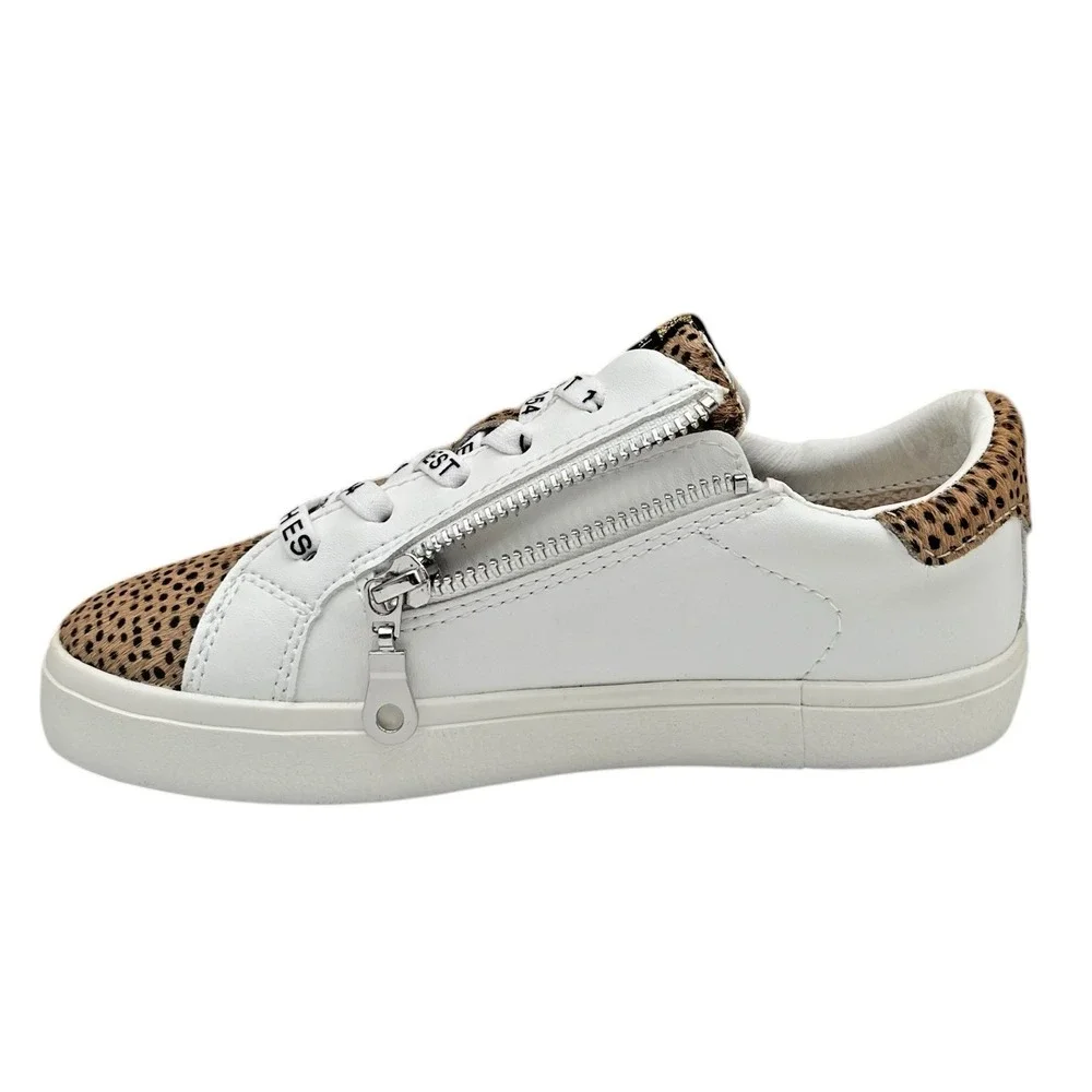 Vintage Havana Youth Girls Ninaley Leopard Leather Sneakers Size 2.5 White Brown